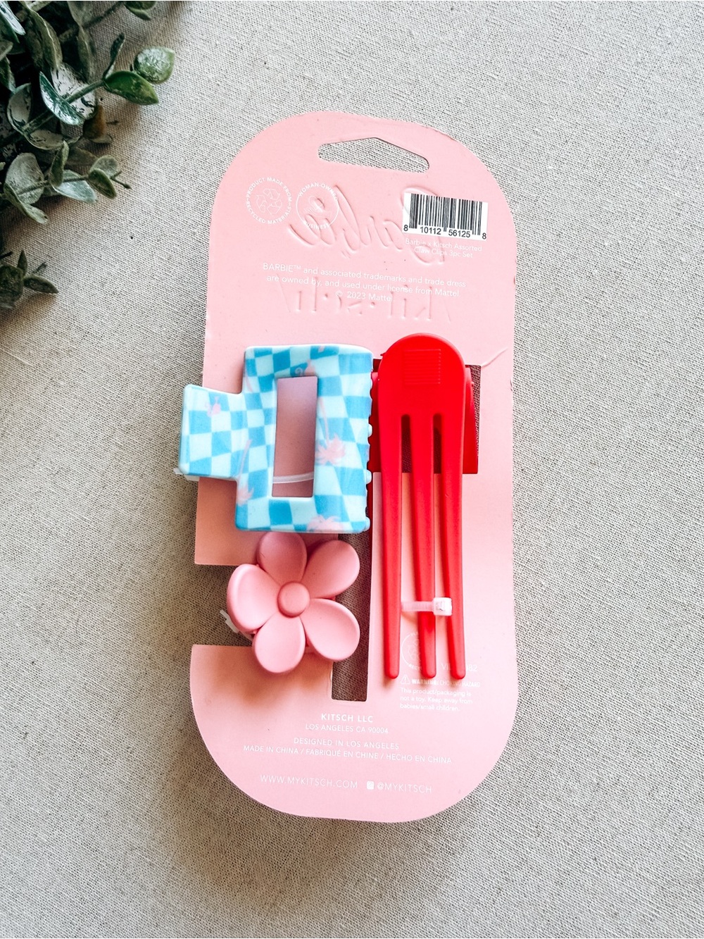 Barbie x Kitsch 3-Piece Assorted Claw Hair Clip Set NWT Limited Edition Pink - Picture 2 of 4